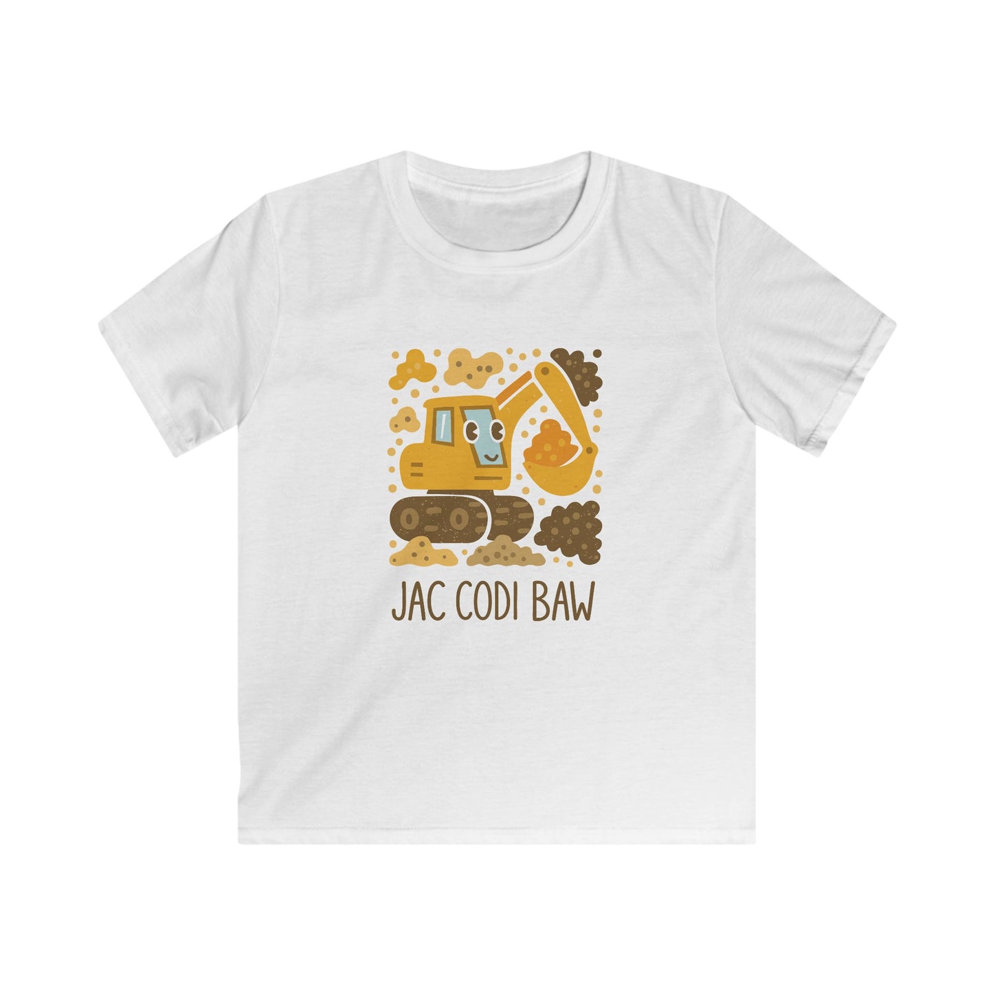 'Jac Codi Baw' - Welsh Digger KidsT‑Shirt — Cute Construction Truck Tee