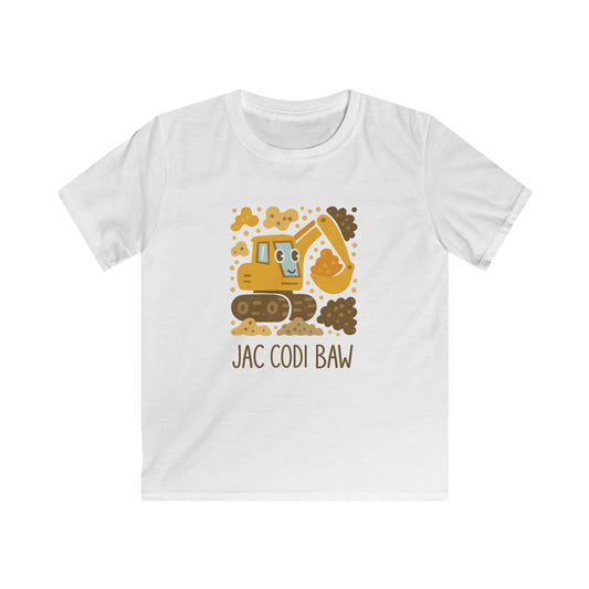 'Jac Codi Baw' - Welsh Digger KidsT‑Shirt — Cute Construction Truck Tee