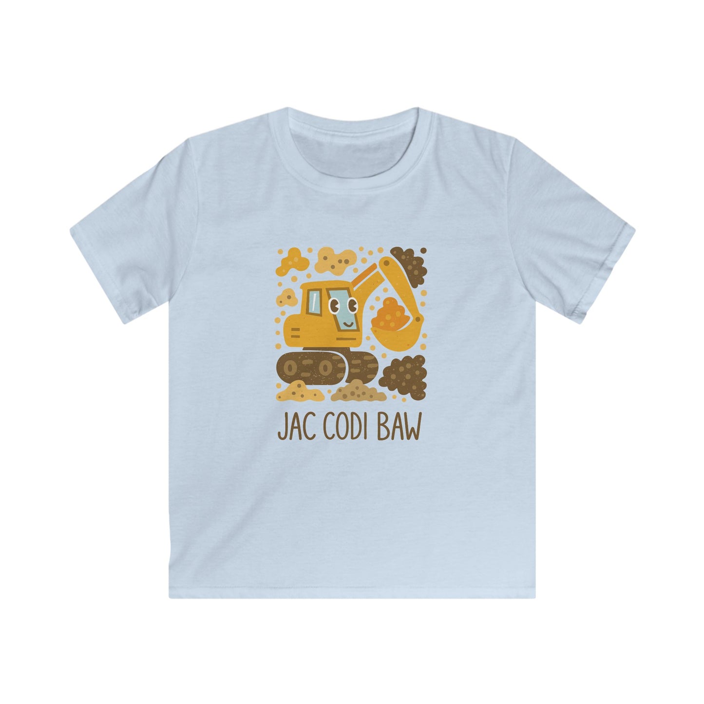 'Jac Codi Baw' - Welsh Digger KidsT‑Shirt — Cute Construction Truck Tee