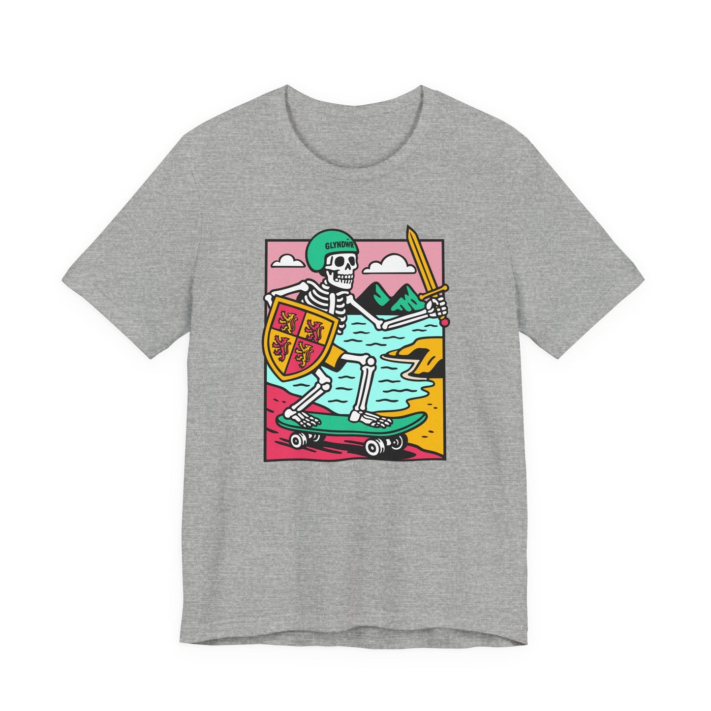 Skeleton Glyndŵr Retro Skateboard T-Shirt (Unisex)