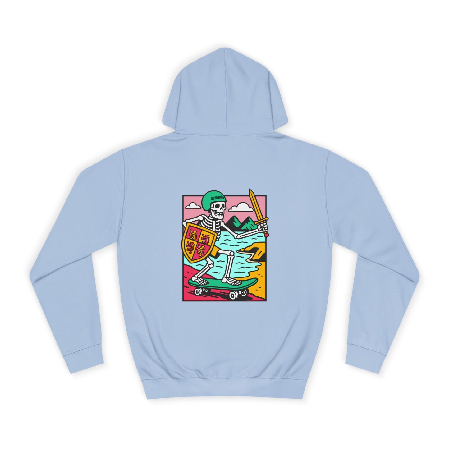 Skateboard Glyndŵr Unisex Hoodie (Double Sided)