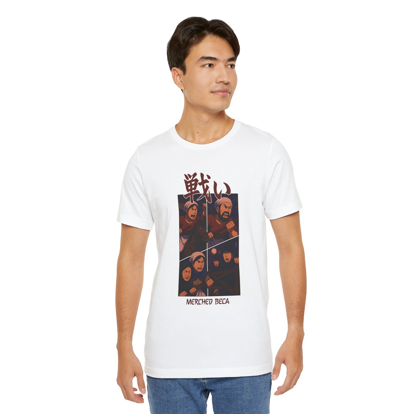 Merched Beca (Rebecca Riots) Anime Battle Unisex T‑Shirt – '戦い'