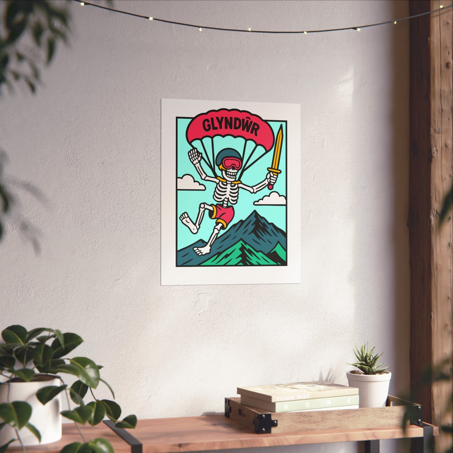 Parachute Skeleton Fine Art Poster – 'Owain Glyndŵr' Adventure Print