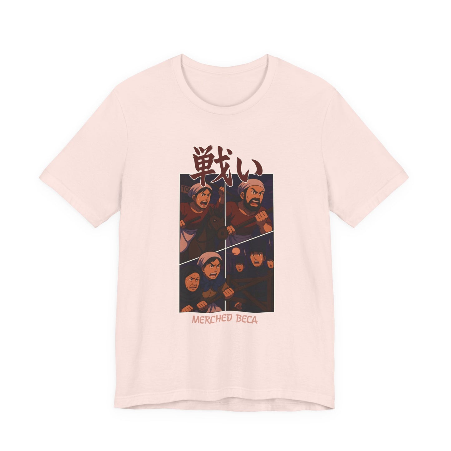 Merched Beca (Rebecca Riots) Anime Battle Unisex T‑Shirt – '戦い'