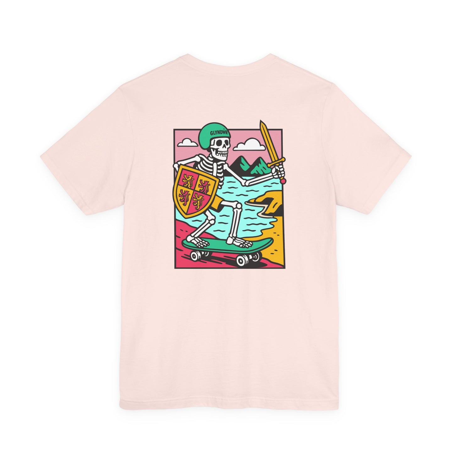 Skeleton Glyndŵr Unisex Skateboarding Tee - Double Sided