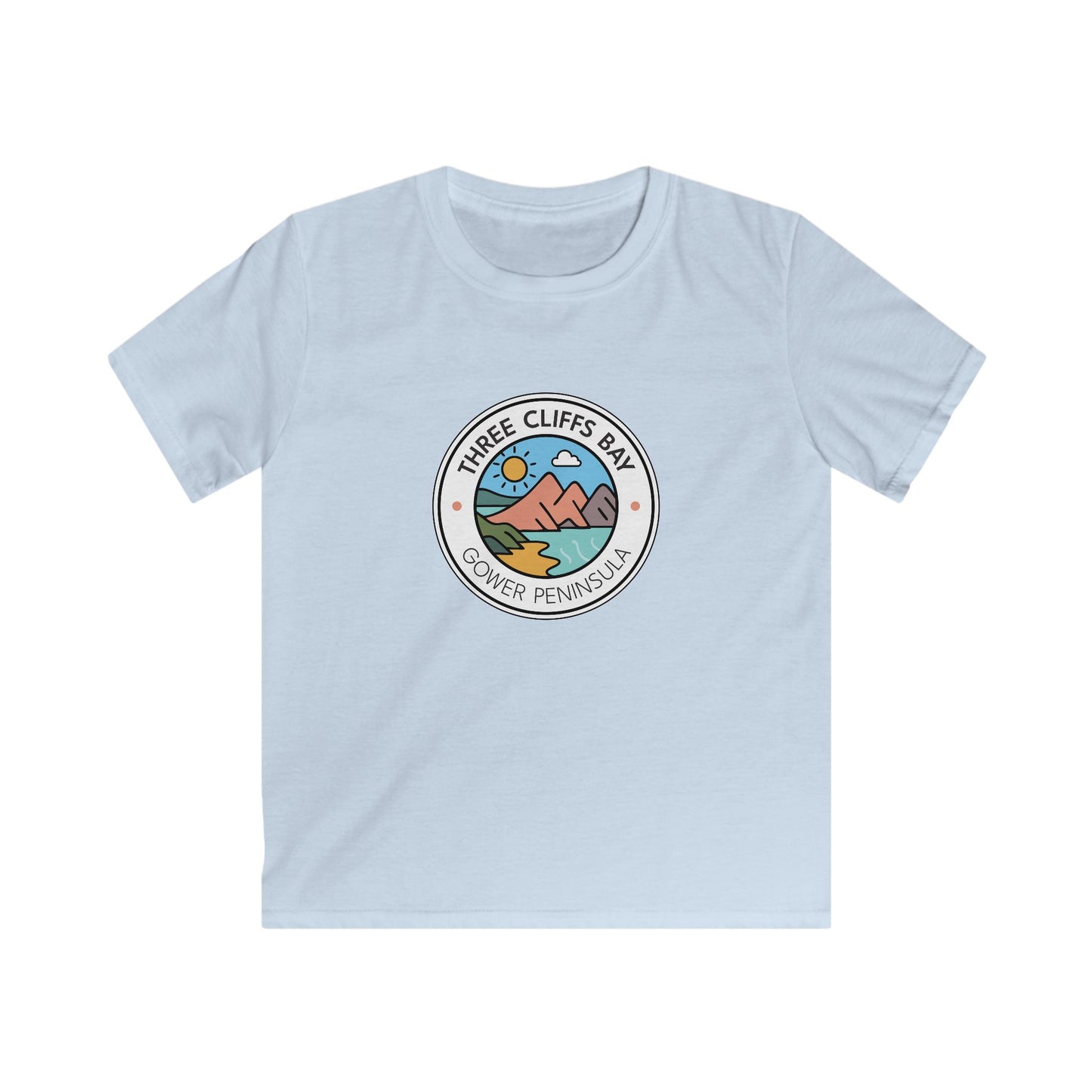 Kids T-Shirt— Three Cliffs Bay, Swansea Beach Graphic Tee