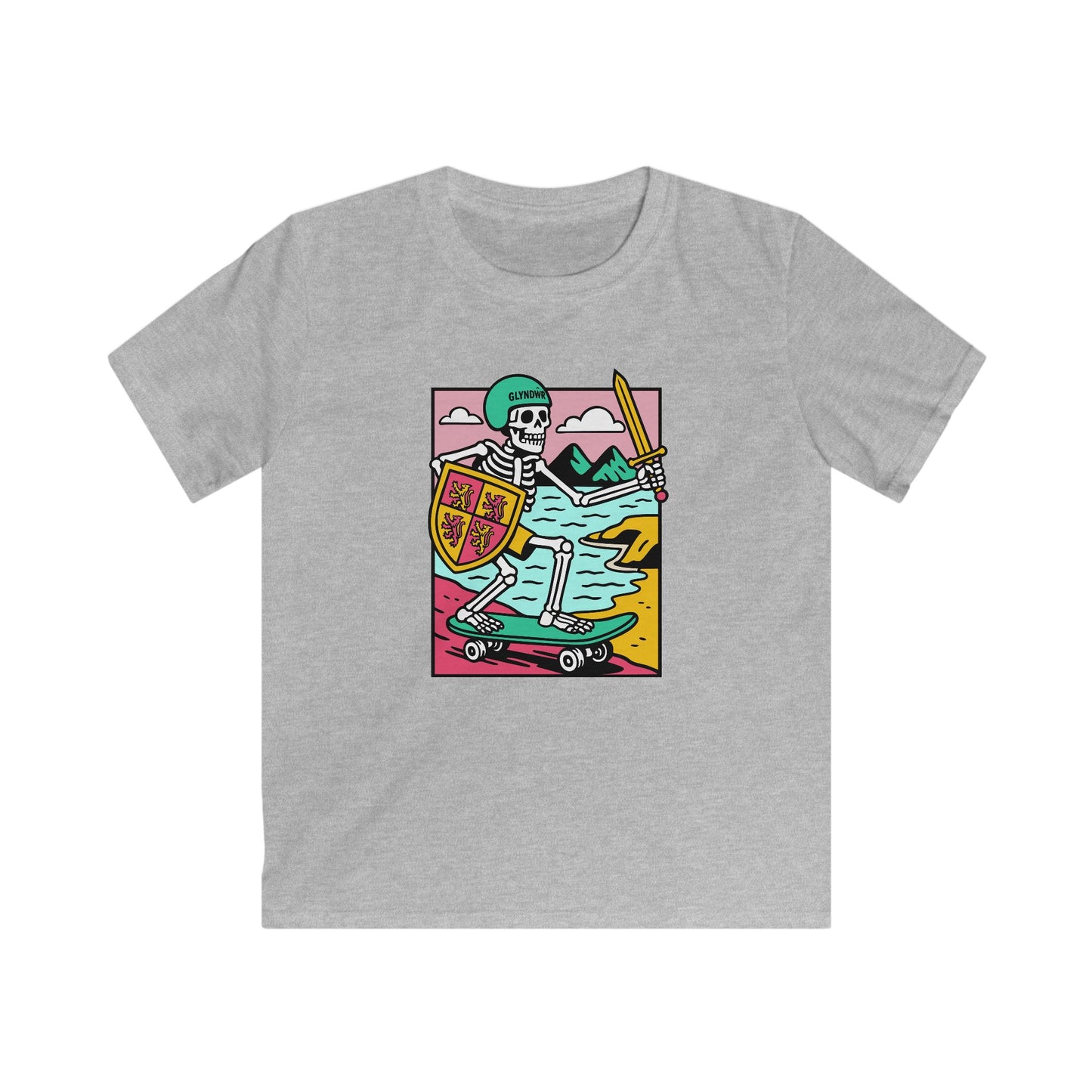 Skeleton Glyndŵr Skateboard Tee — Retro Skateboarding T-Shirt