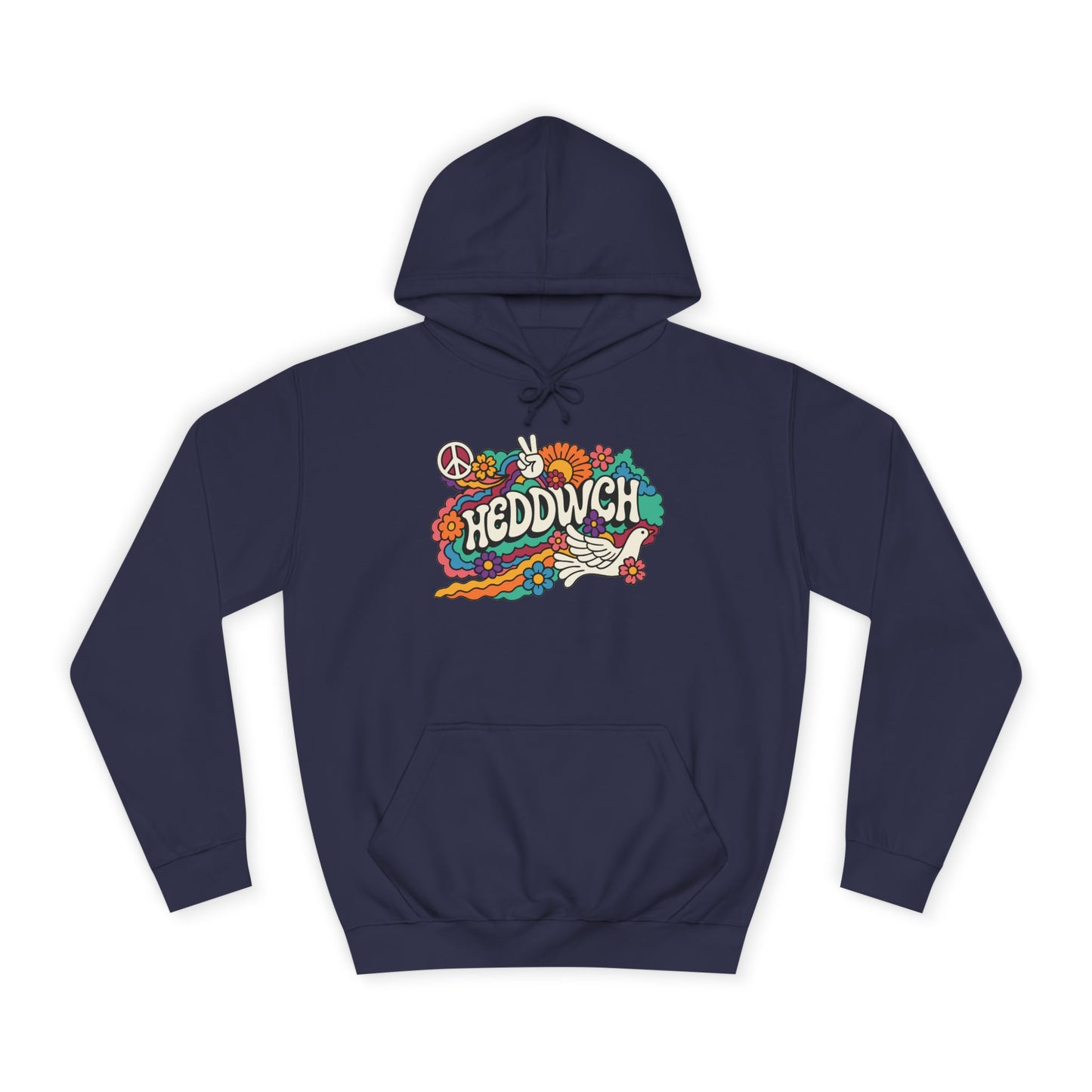 'Heddwch' Retro Unisex Hoodie - Peace Hooded Top