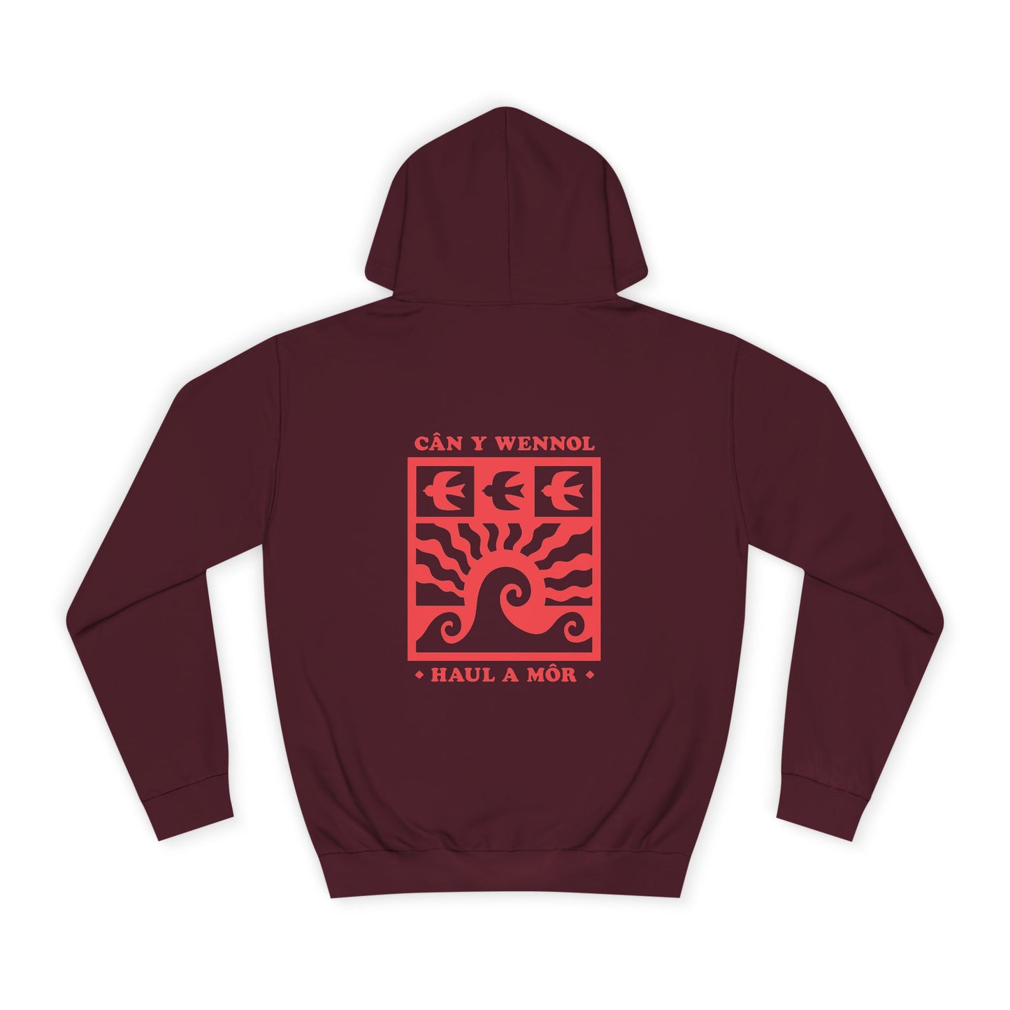 Retro Swallow & Wave Unisex Hoodie 'Can Y Wennol' (Double Sided)