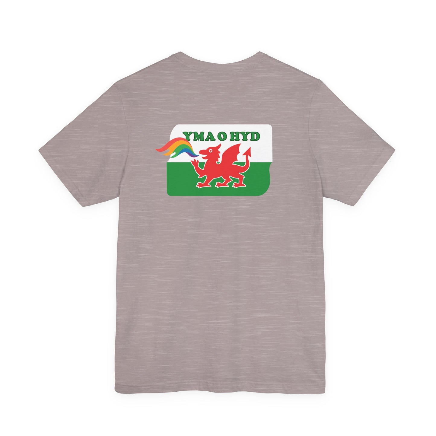 Welsh Dragon Rainbow Tee (Unisex) — Yma o Hyd Graphic T-Shirt (Double sided)