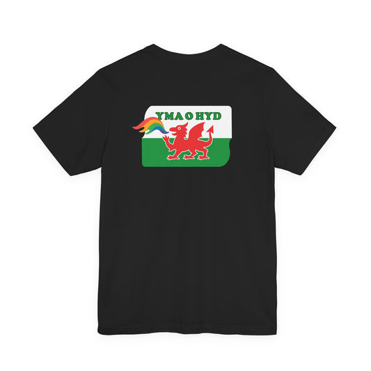 Welsh Dragon Rainbow Tee (Unisex) — Yma o Hyd Graphic T-Shirt (Double sided)