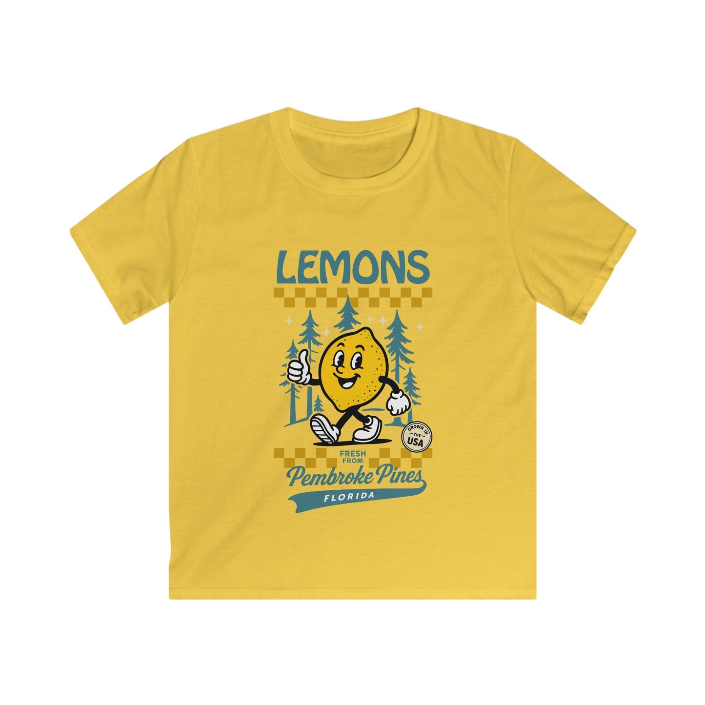 Retro Cartoon Lemon Kids T-Shirt — 'Lemons Pembroke Pines, Florida'
