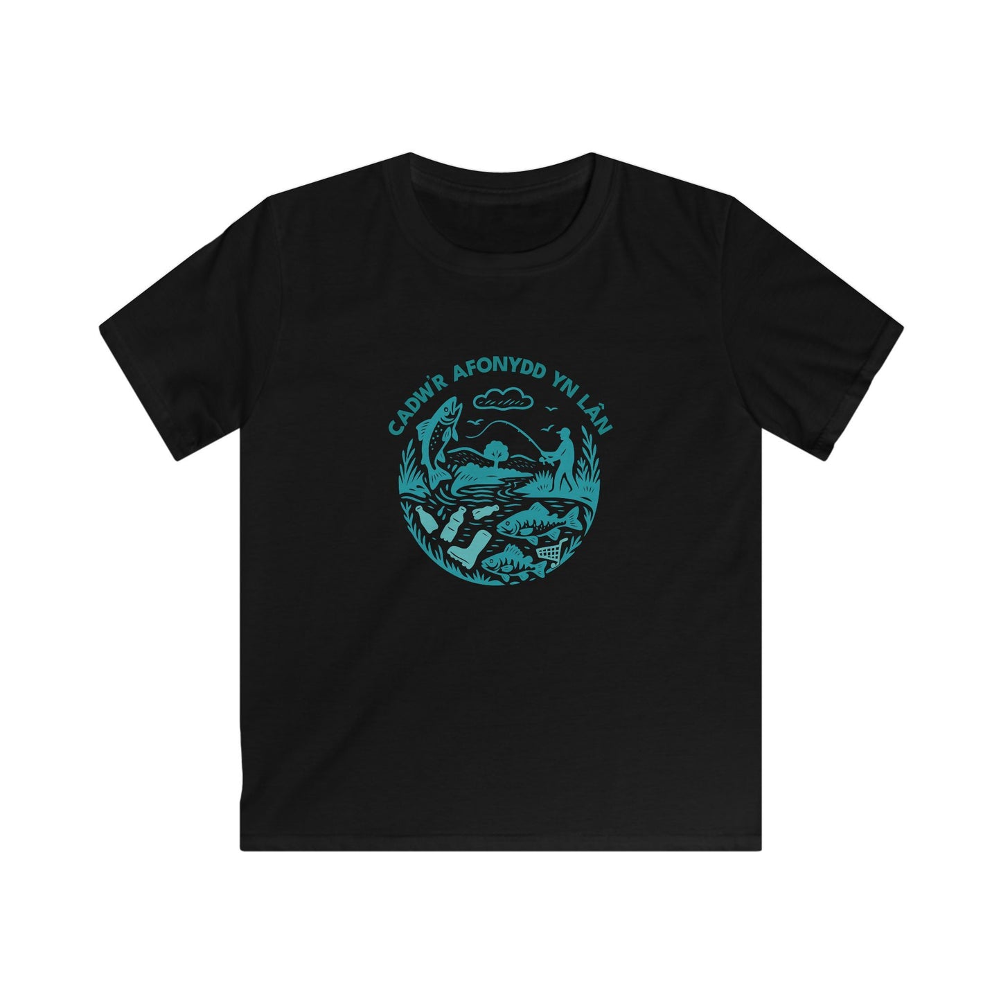 Kids River Conservation T‑Shirt - 'Cadw'r Afonydd Yn Lân' - Welsh River Nature Tee