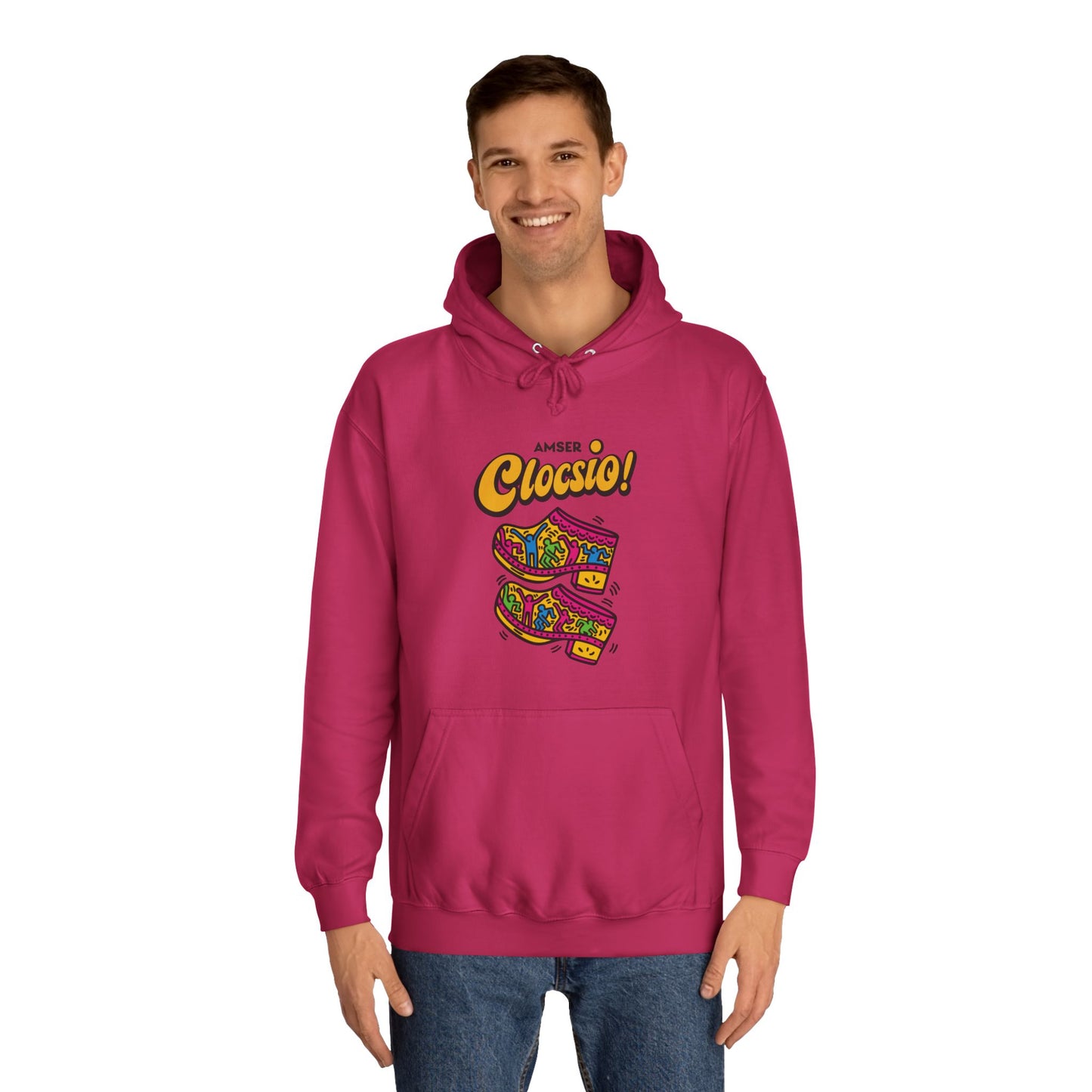 "Amser Clocsio!" Colorful Clogs Graphic Hoodie