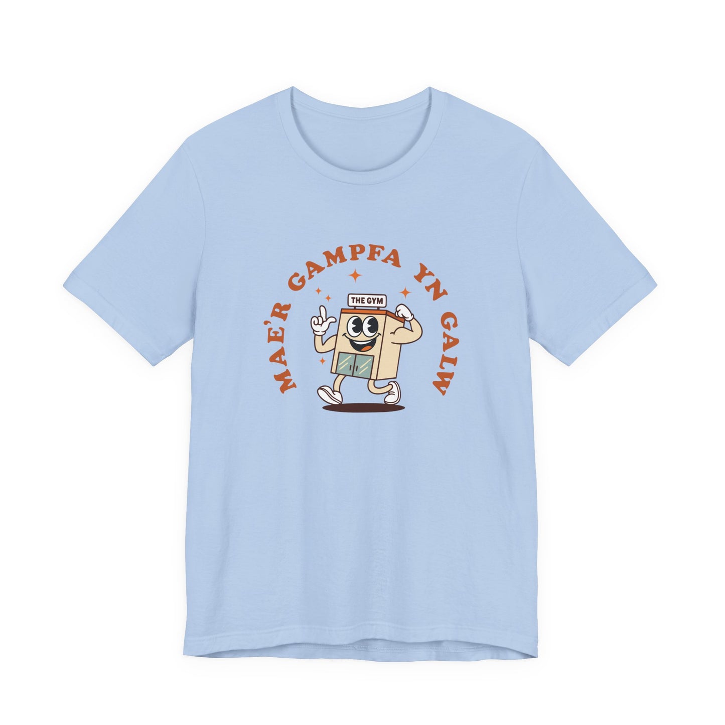 'Mae'r Gampfa yn Galw' - Retro Welsh Language Unisex Tee - The Gym is Calling