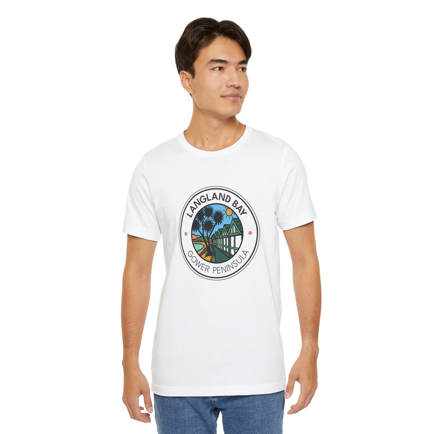 Langland Bay Gower Peninsula Beach T-Shirt (Unisex) - Coastal Surf & Sun Graphic Tee