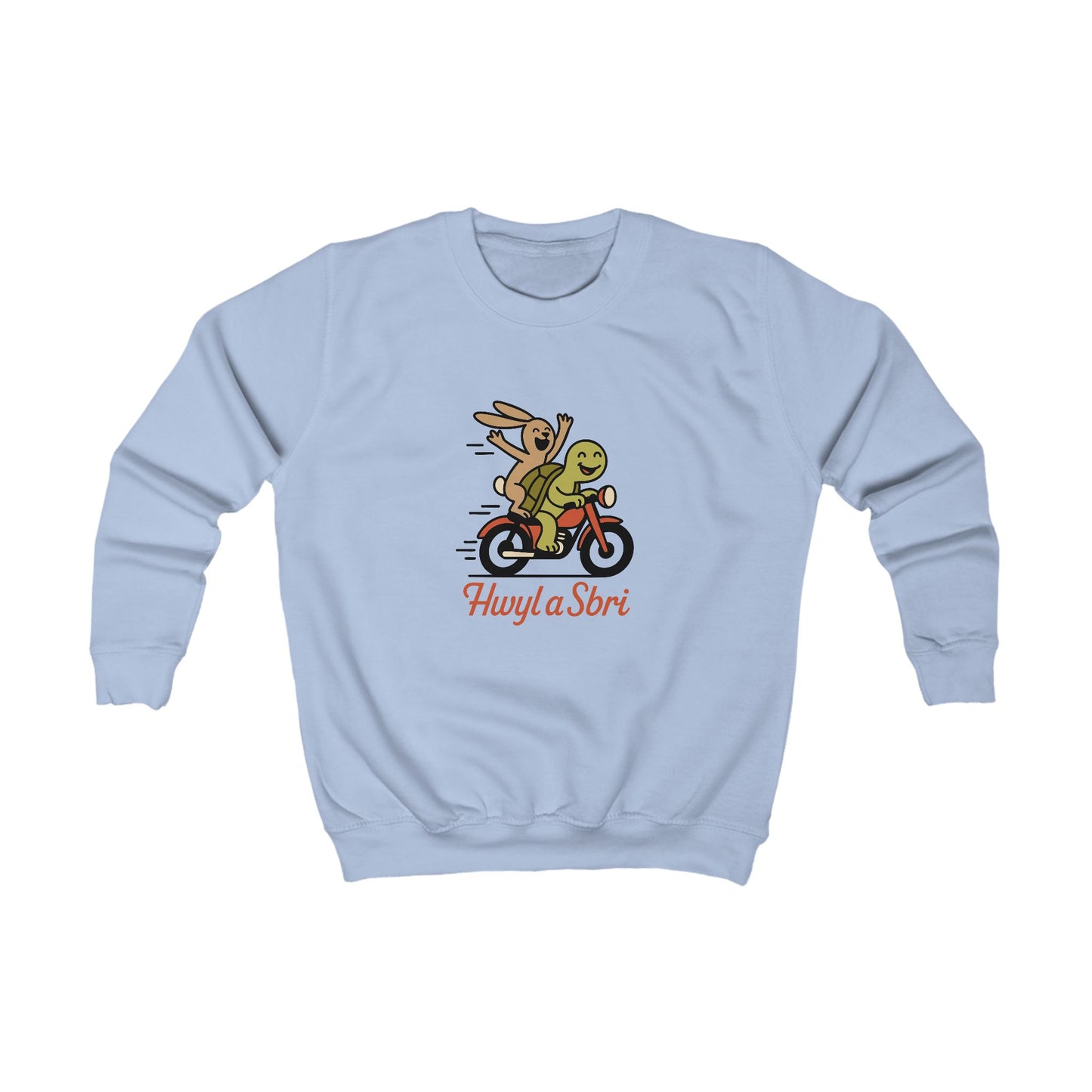Kids 'Hwyl a Sbri' Sweatshirt — Cute Tortoise & Hare