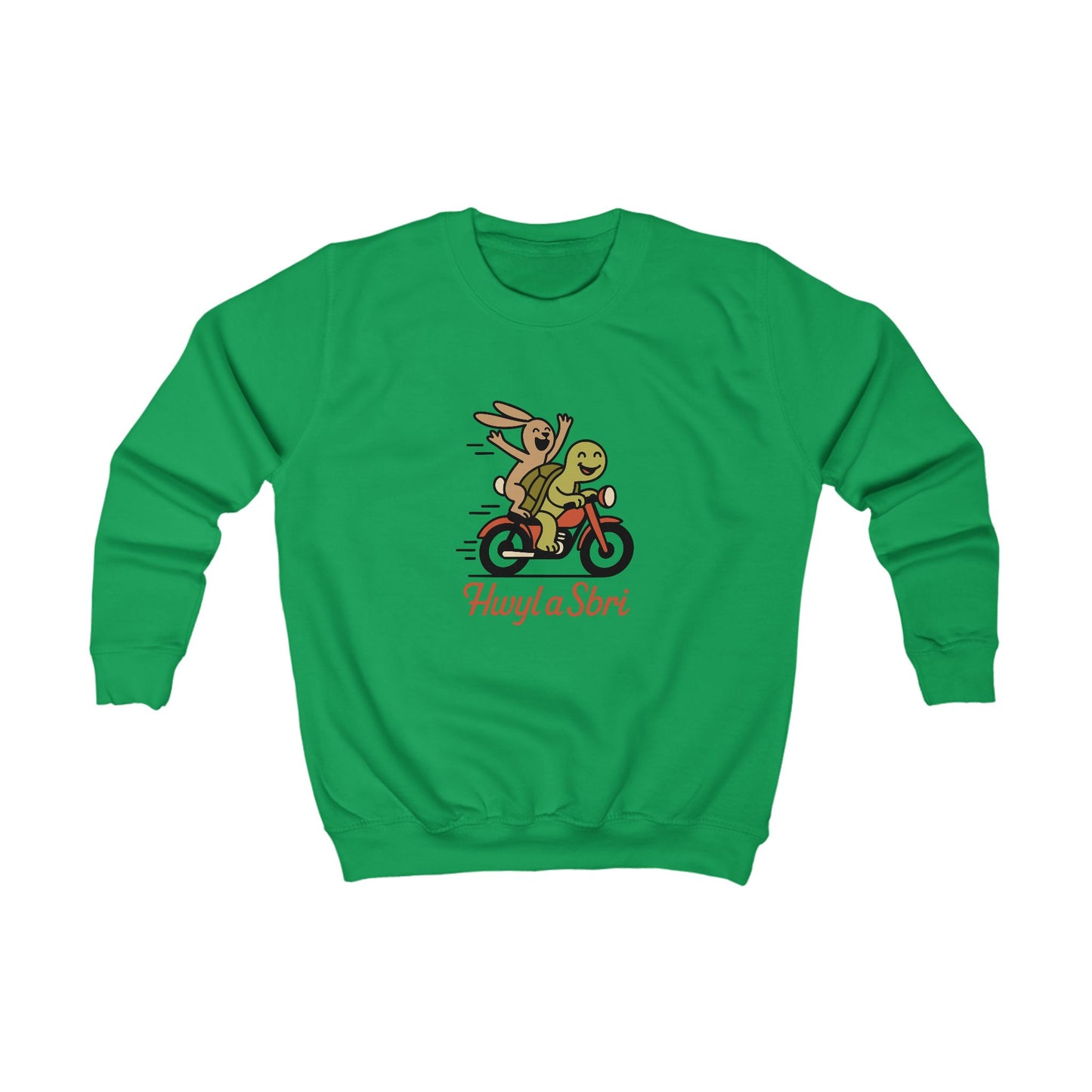 Kids 'Hwyl a Sbri' Sweatshirt — Cute Tortoise & Hare