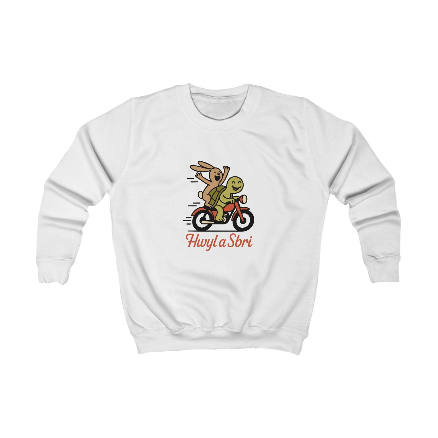 Kids 'Hwyl a Sbri' Sweatshirt — Cute Tortoise & Hare