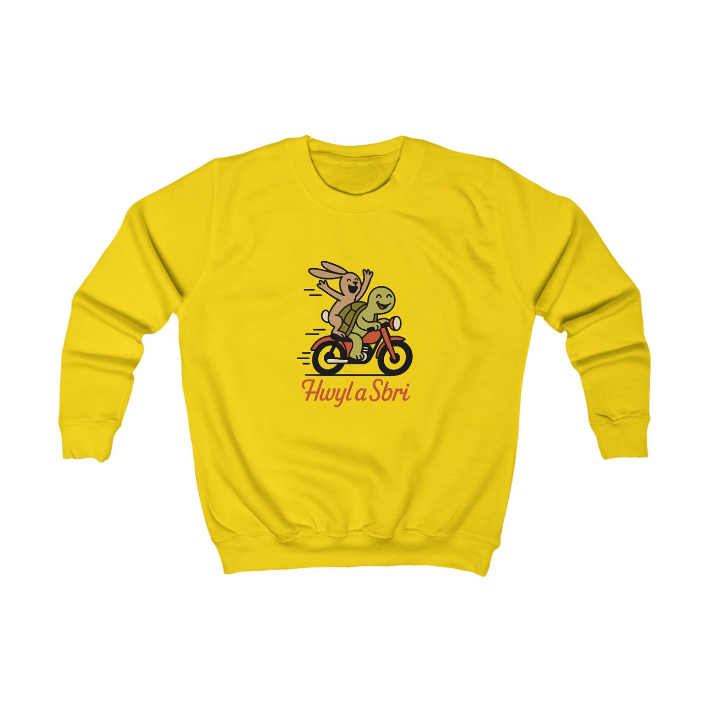 Kids 'Hwyl a Sbri' Sweatshirt — Cute Tortoise & Hare
