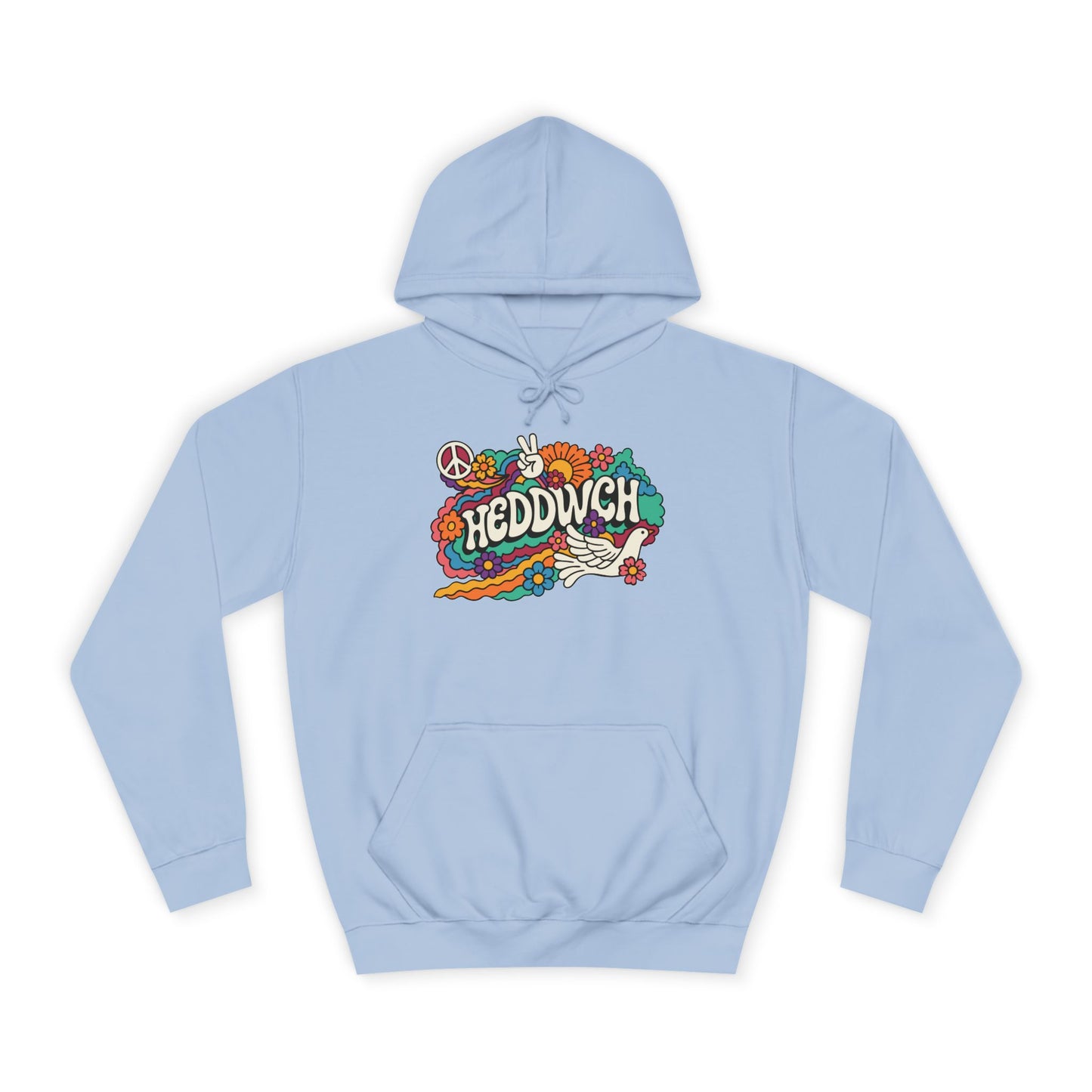 'Heddwch' Retro Unisex Hoodie - Peace Hooded Top