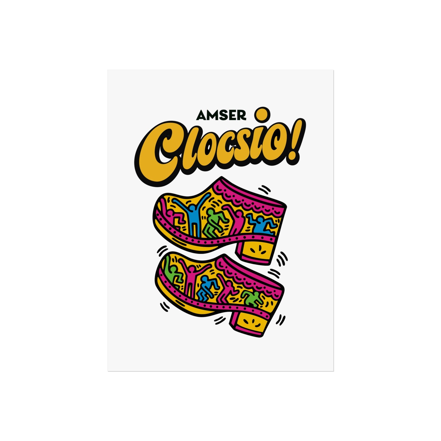 'Amser Clocsio' - Colourful Pop Art Clog Print