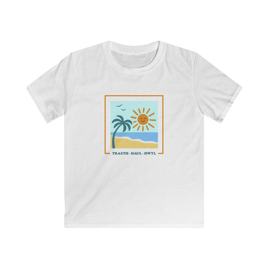 'Traeth, Haul, Hwyl' Kids Welsh Beach T-Shirt