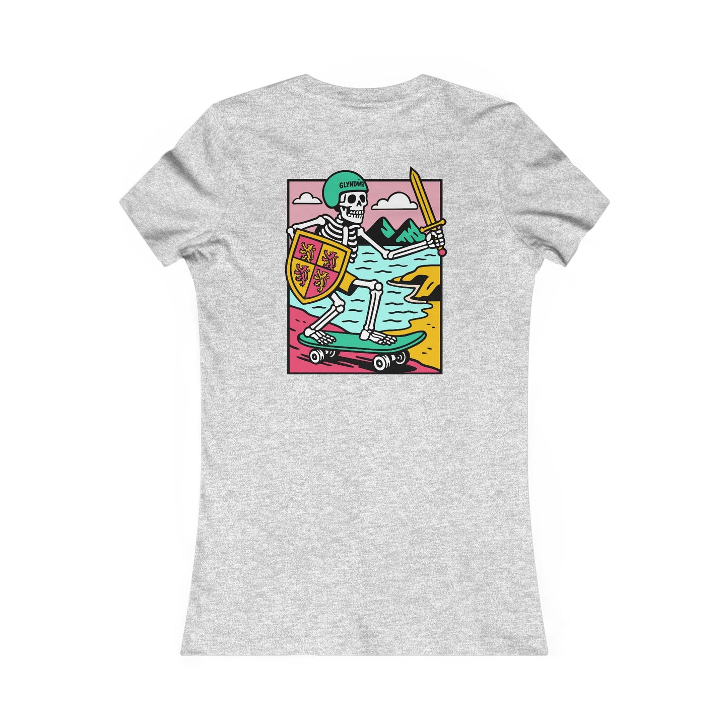 Women’s Skeleton Glyndŵr Tee - Beach Skateboard Graphic (Double Sided)