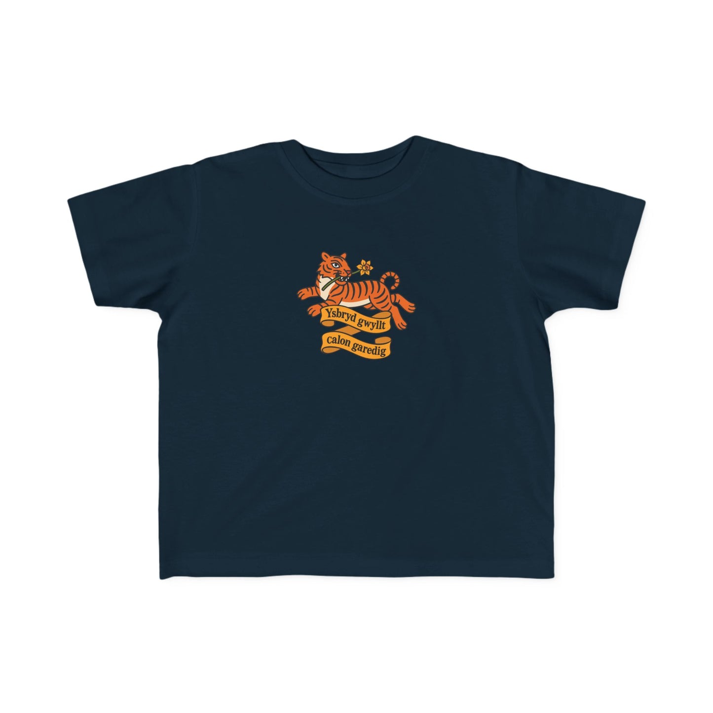 Toddler Vintage Tiger T-shirt - 'Ysbryd Gwyllt, Calon Garedig'