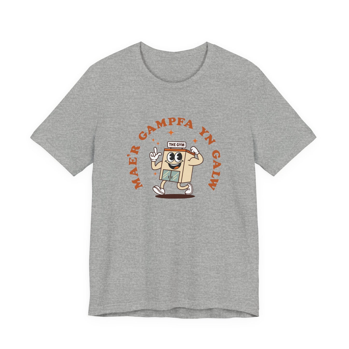 'Mae'r Gampfa yn Galw' - Retro Welsh Language Unisex Tee - The Gym is Calling