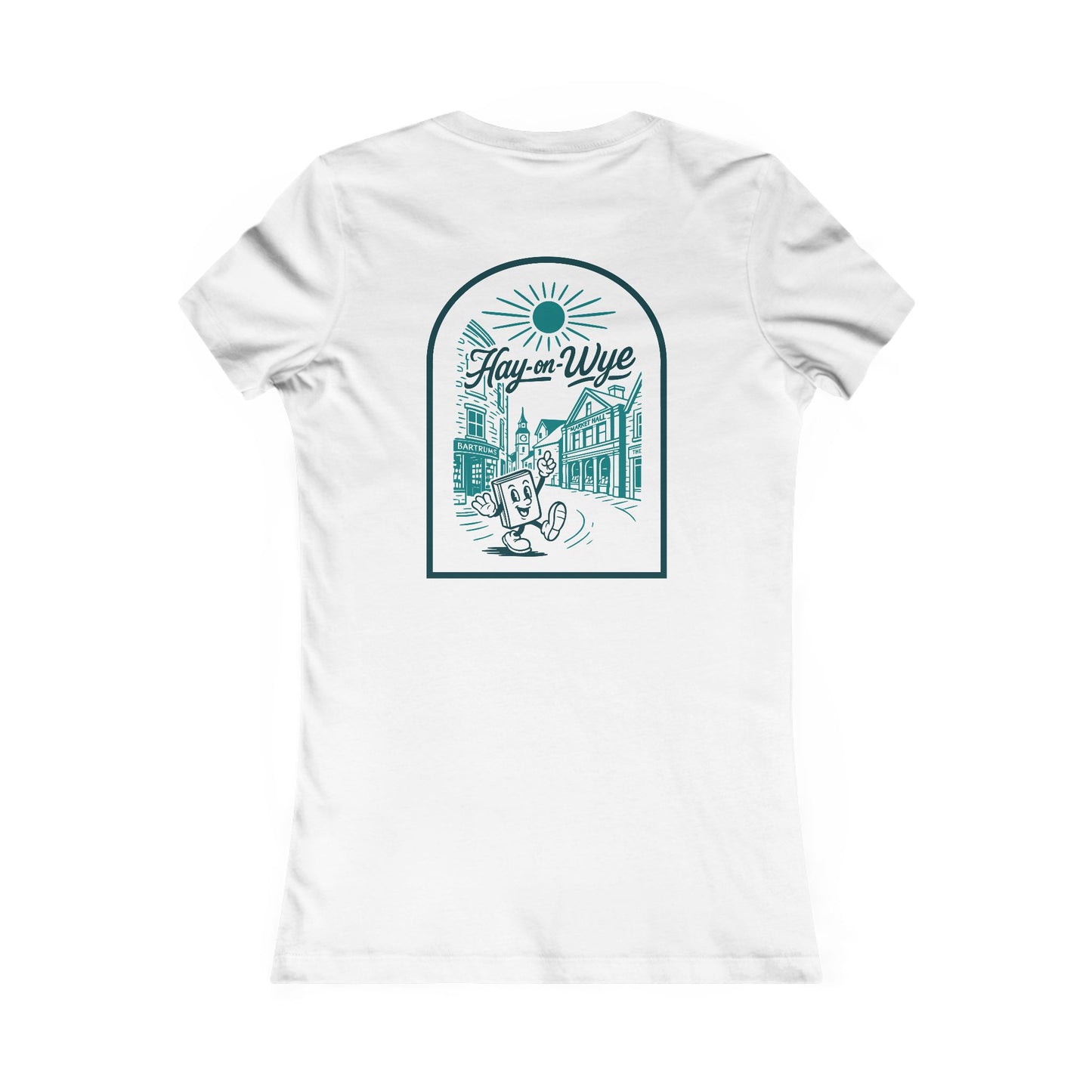 Women's Hay-on-Wye Retro Book Tee - Vintage Town Illustration (Double Sided)
