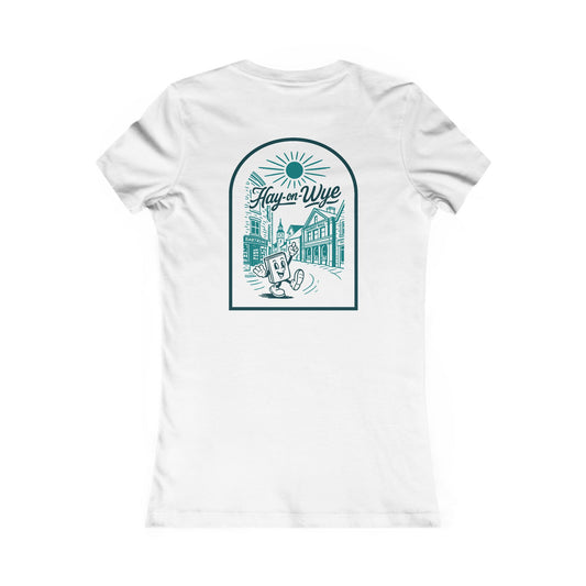 Women's Hay-on-Wye Retro Book Tee - Vintage Town Illustration (Double Sided)
