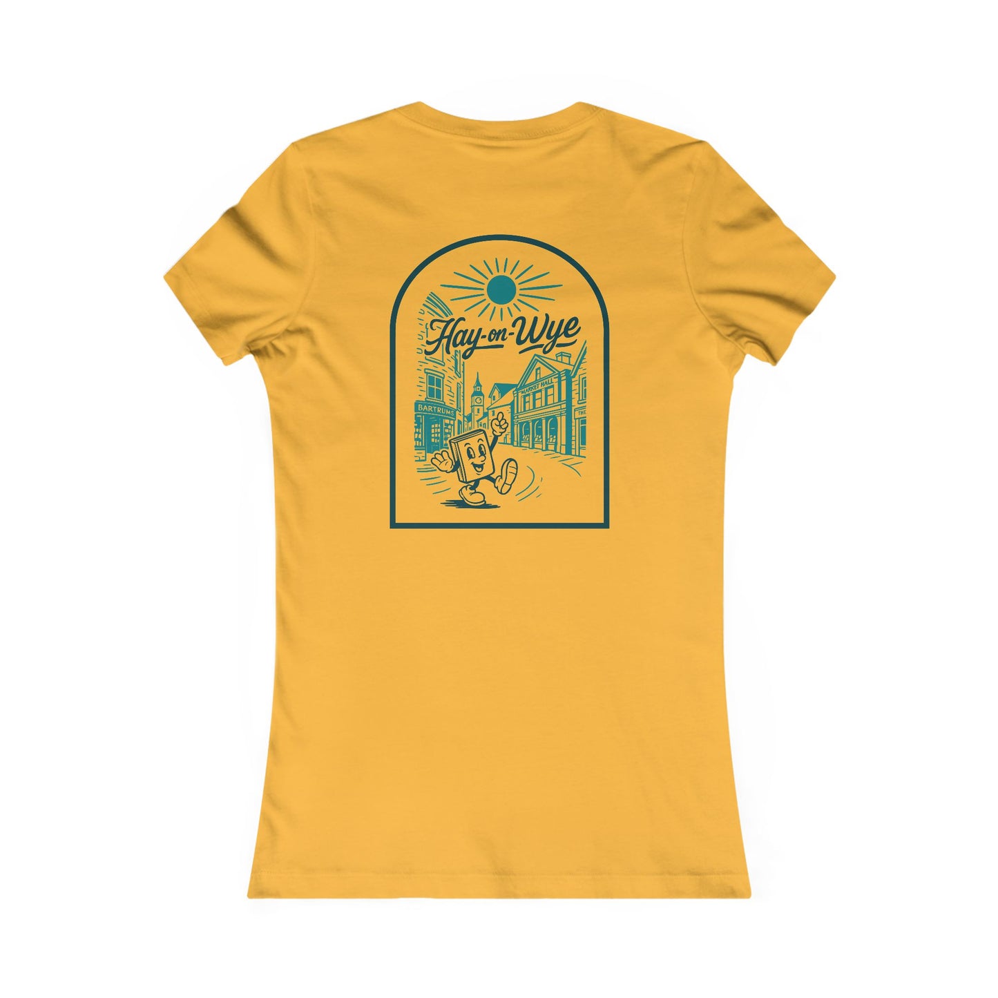 Women's Hay-on-Wye Retro Book Tee - Vintage Town Illustration (Double Sided)