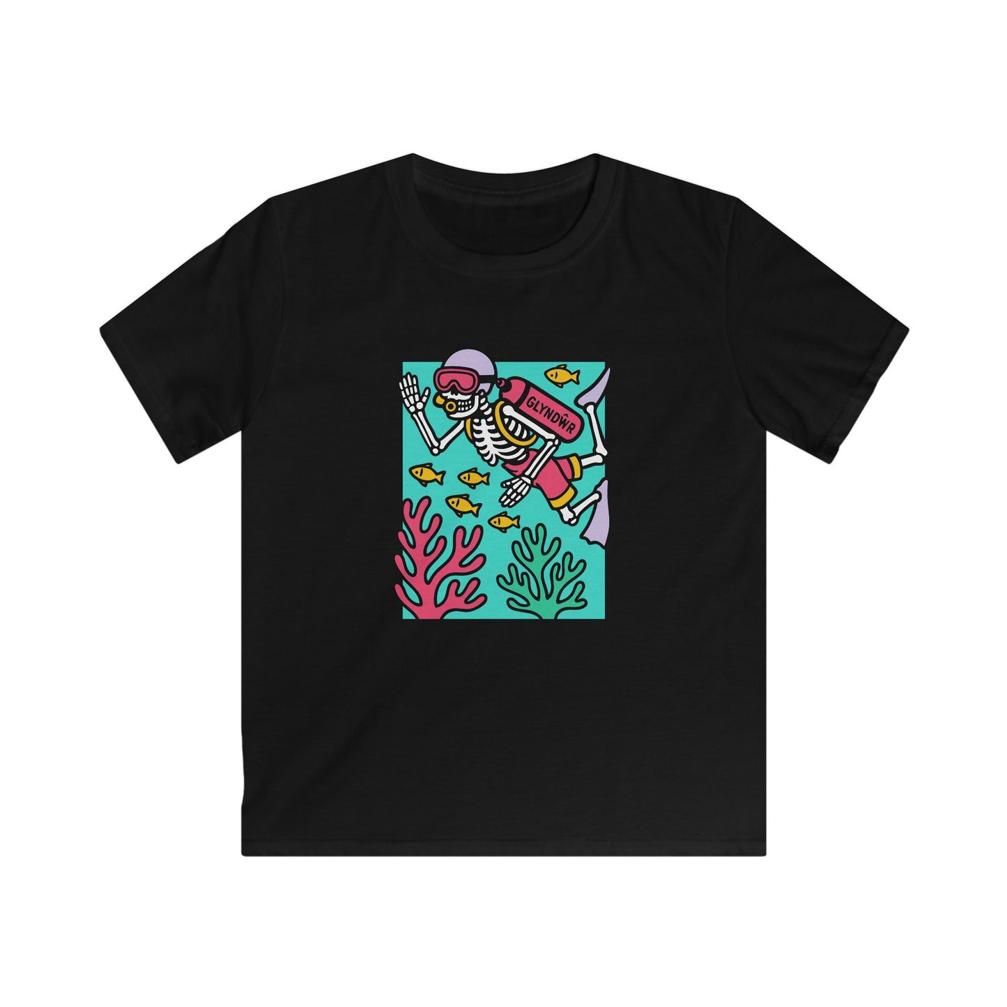 Owain Glyndŵr Skeleton Scuba Diver T-Shirt (Colourful Kids Tee)