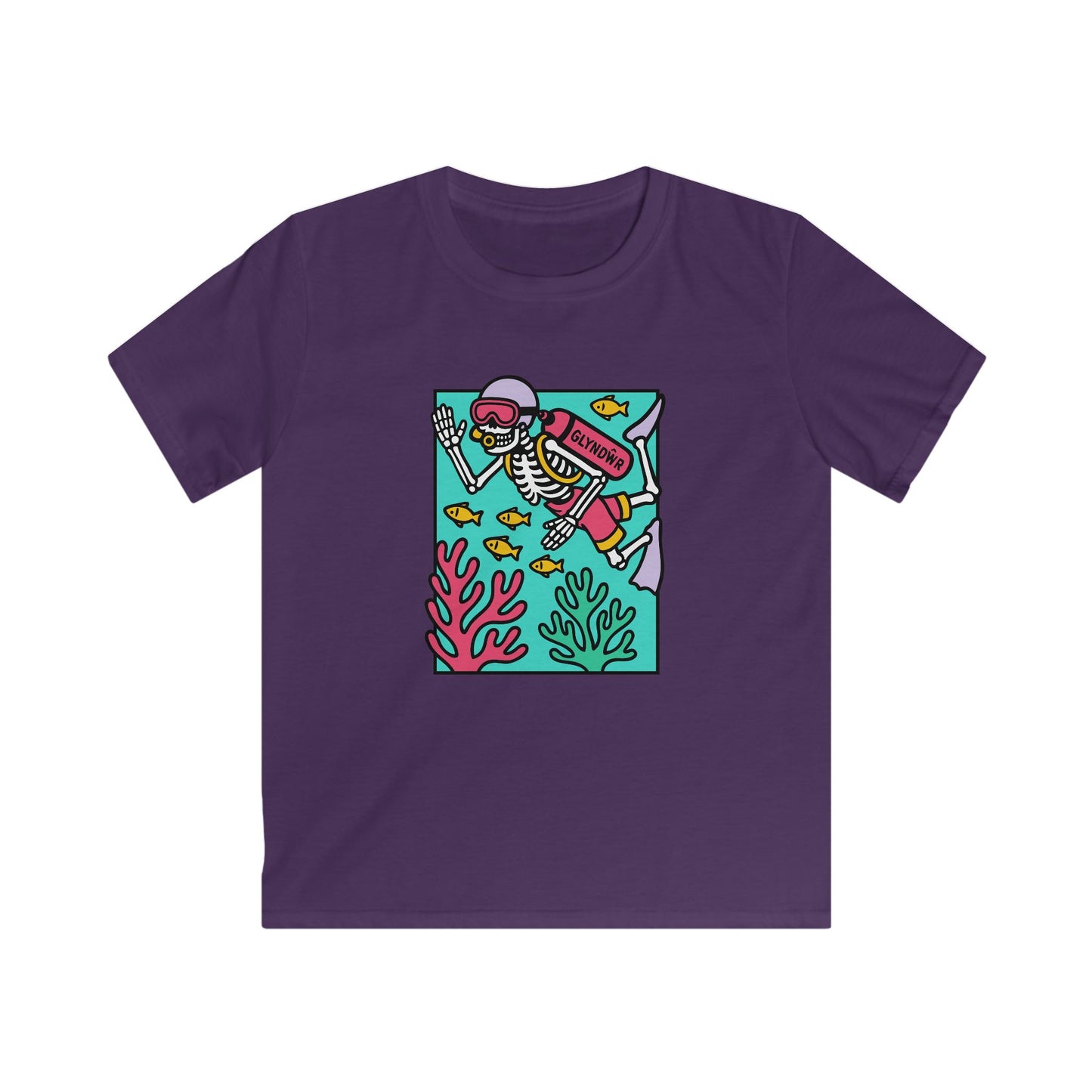Owain Glyndŵr Skeleton Scuba Diver T-Shirt (Colourful Kids Tee)