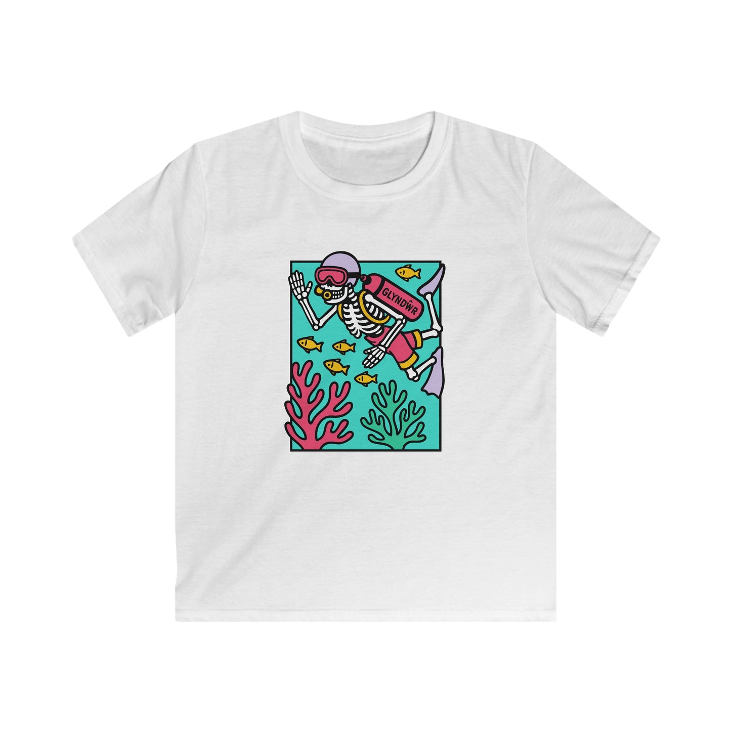 Owain Glyndŵr Skeleton Scuba Diver T-Shirt (Colourful Kids Tee)
