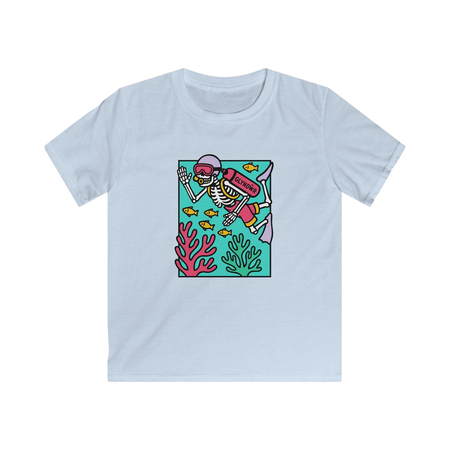 Owain Glyndŵr Skeleton Scuba Diver T-Shirt (Colourful Kids Tee)