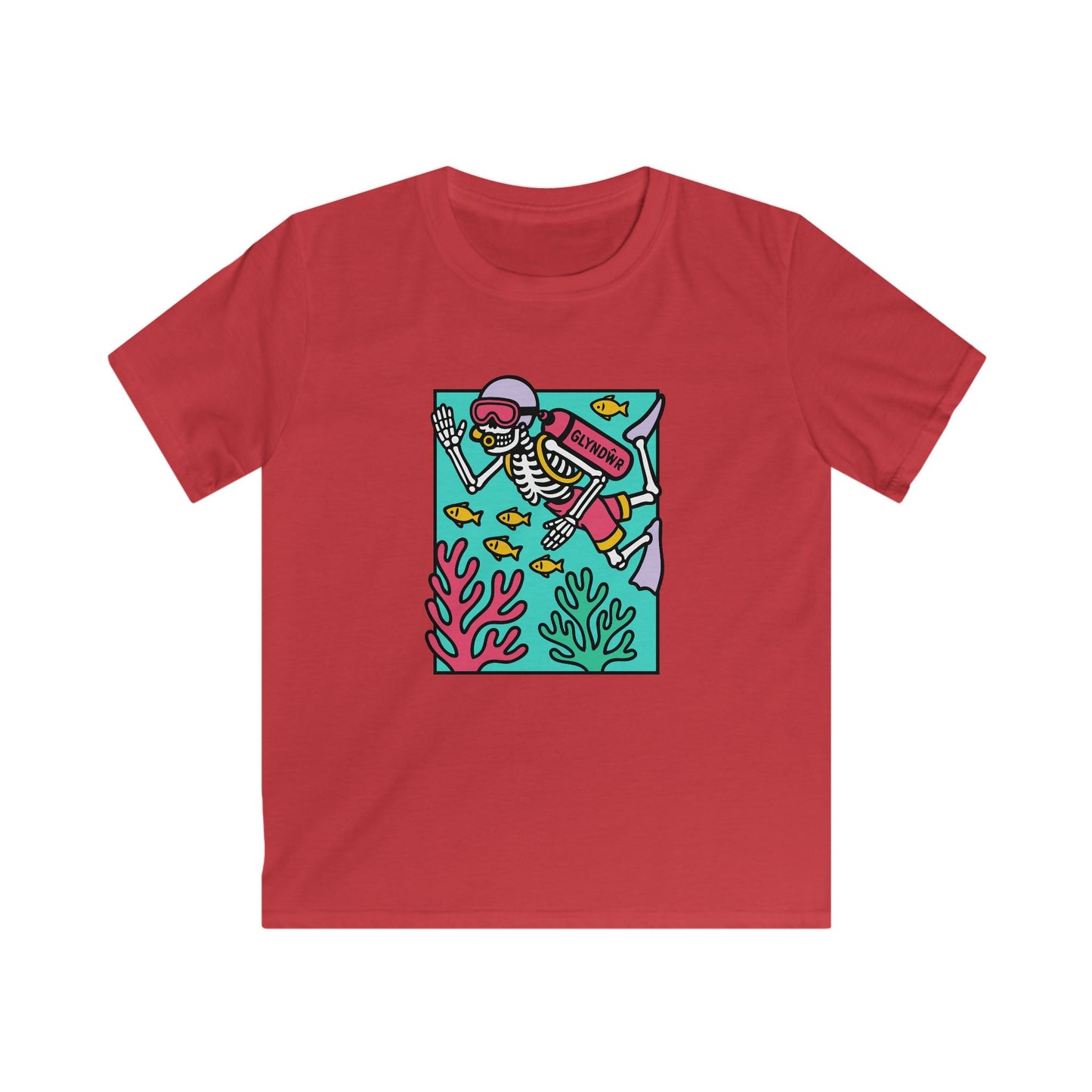Owain Glyndŵr Skeleton Scuba Diver T-Shirt (Colourful Kids Tee)