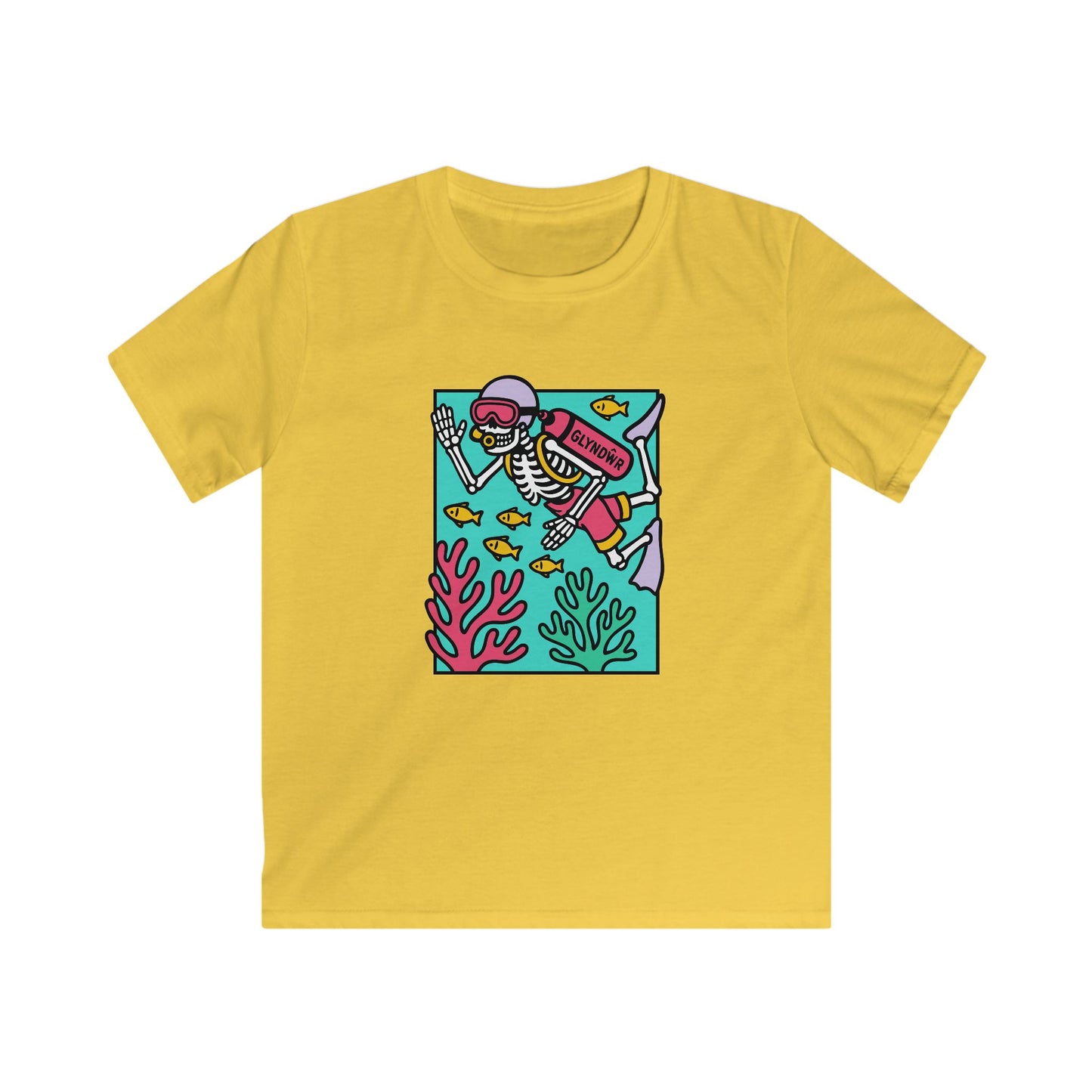 Owain Glyndŵr Skeleton Scuba Diver T-Shirt (Colourful Kids Tee)