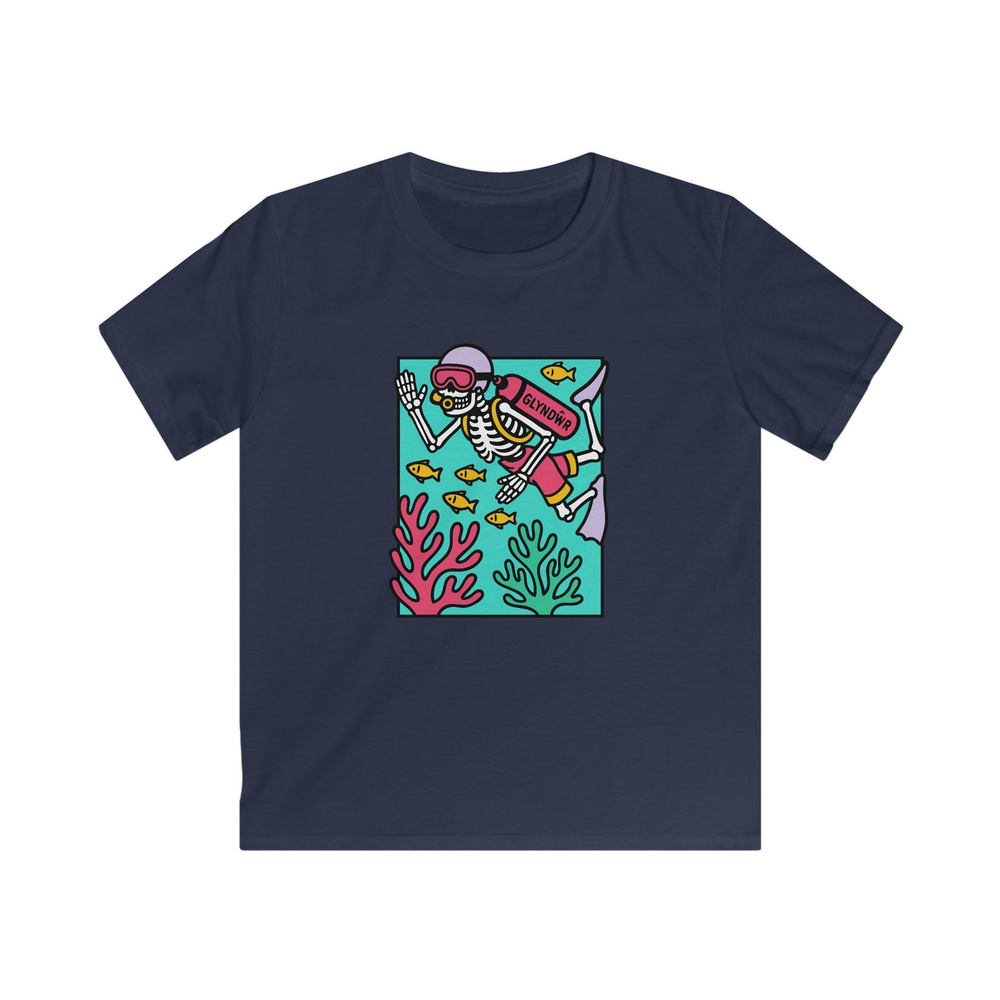 Owain Glyndŵr Skeleton Scuba Diver T-Shirt (Colourful Kids Tee)