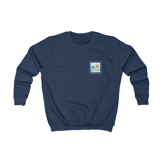 Kids Tropical Palm Welsh Language Jumper - "Traeth, Haul, Hwyl"