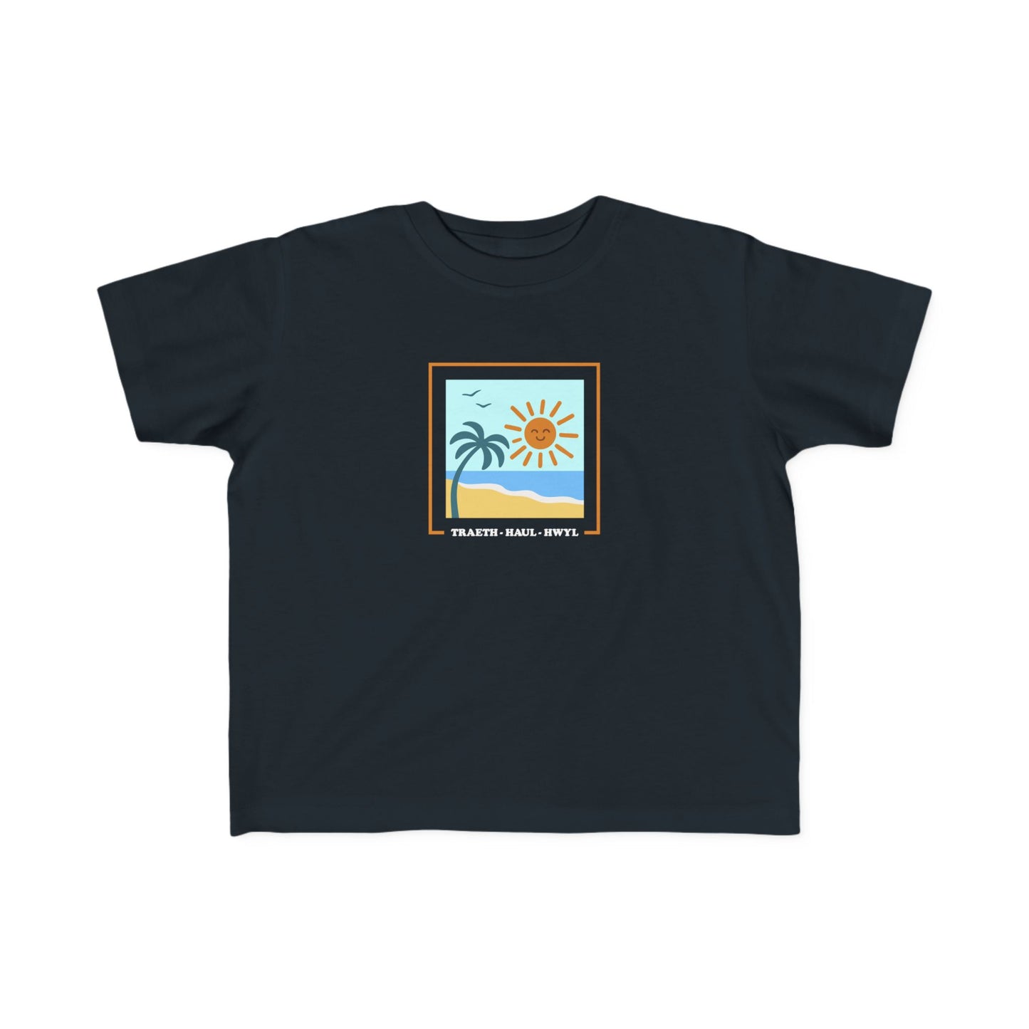 Toddler Welsh Beach T-Shirt — 'Treath, Hael, Hwyl'