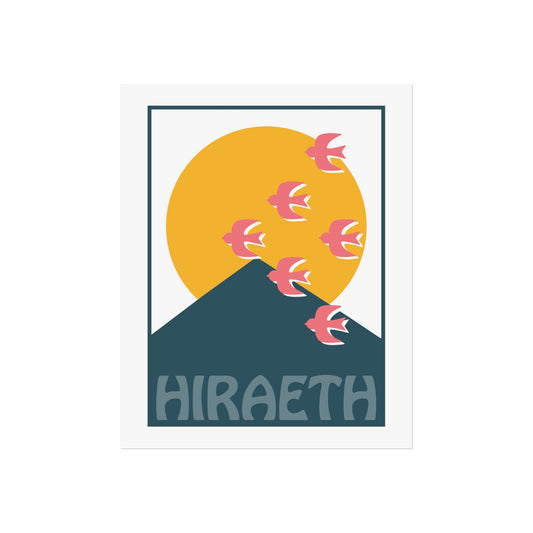 Hiraeth Fine Art Poster - Minimalist Mountain & Sun (Yr Wyddfa)