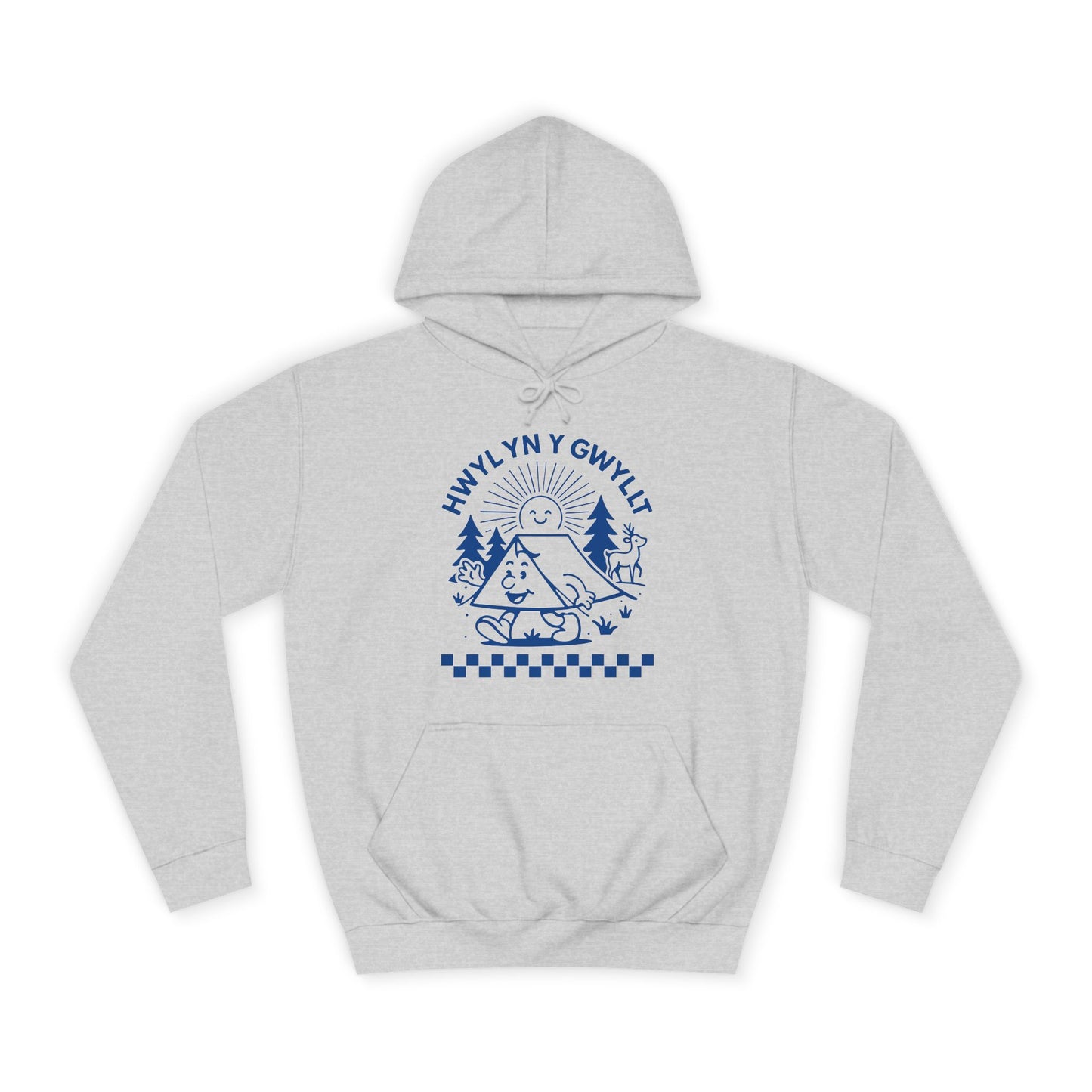 Retro Camping Unisex Hoodie - 'Hwyl Yn Y Gwyllt' Welsh Text