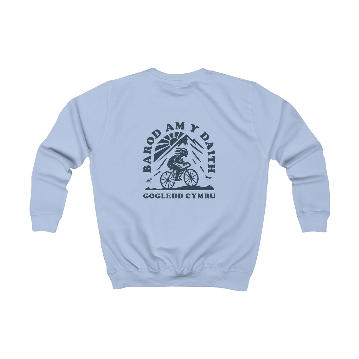 Kids 'Gogledd Cymru' Cycling Sweatshirt - 'Barod Am Y Daith' (Double Sided)
