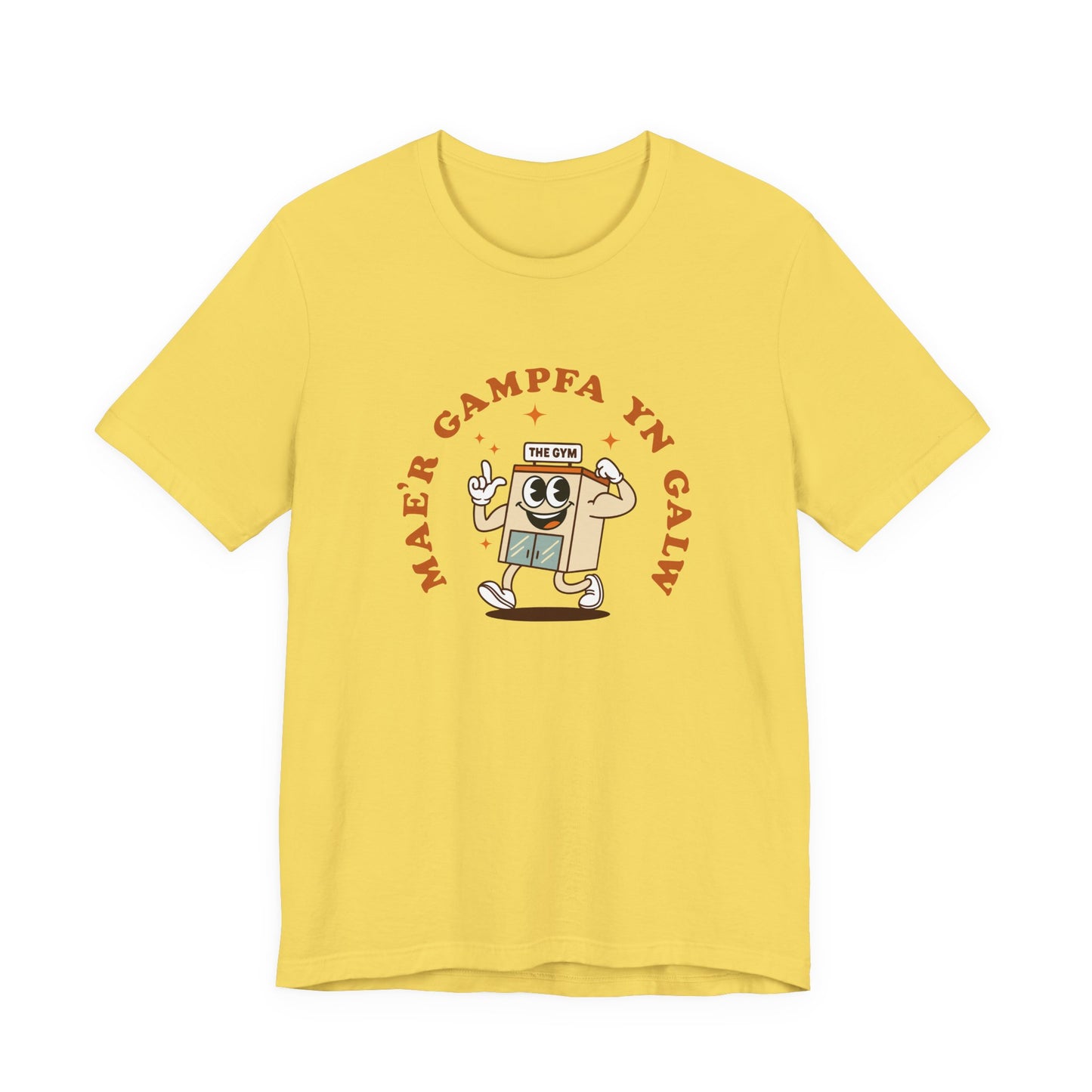 'Mae'r Gampfa yn Galw' - Retro Welsh Language Unisex Tee - The Gym is Calling