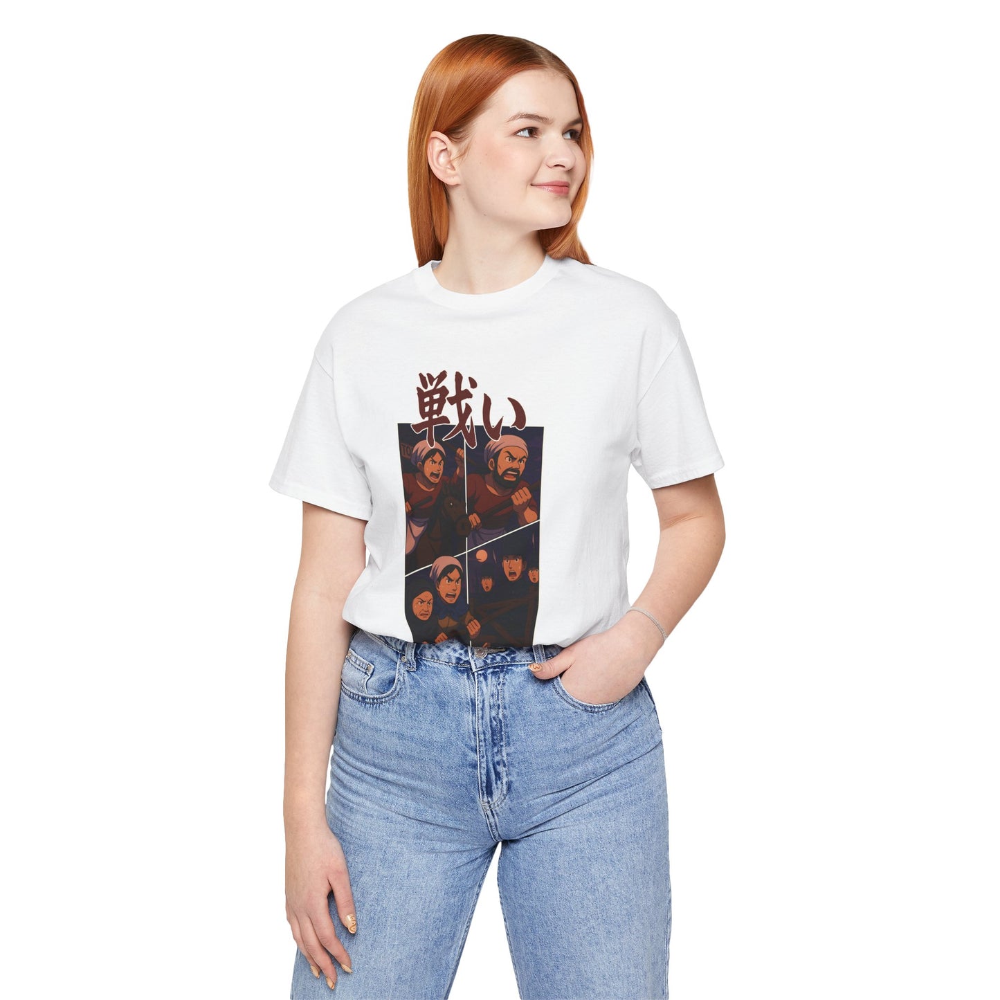 Merched Beca (Rebecca Riots) Anime Battle Unisex T‑Shirt – '戦い'