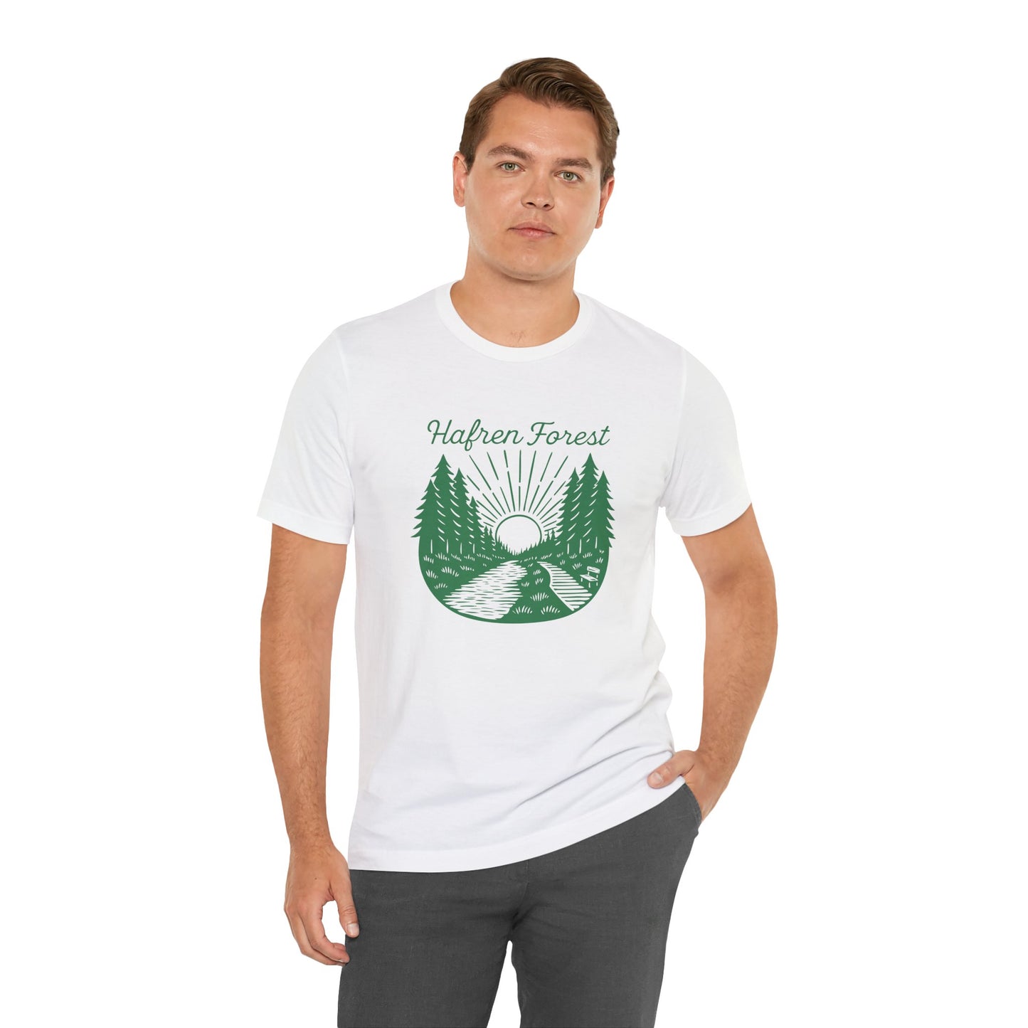Hafren Forest T-Shirt (Unisex) — Vintage Forest Sunrise Double Sided Tee
