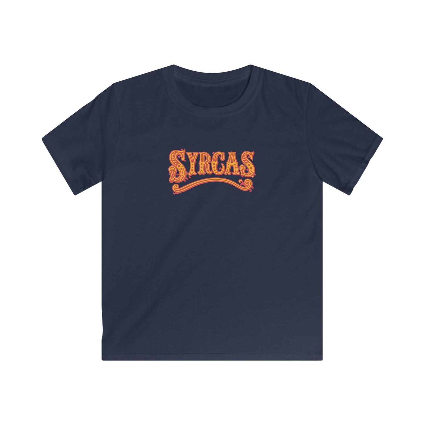 Kids 'Syrcas' Retro Orange Swirl Welsh Circus T-Shirt