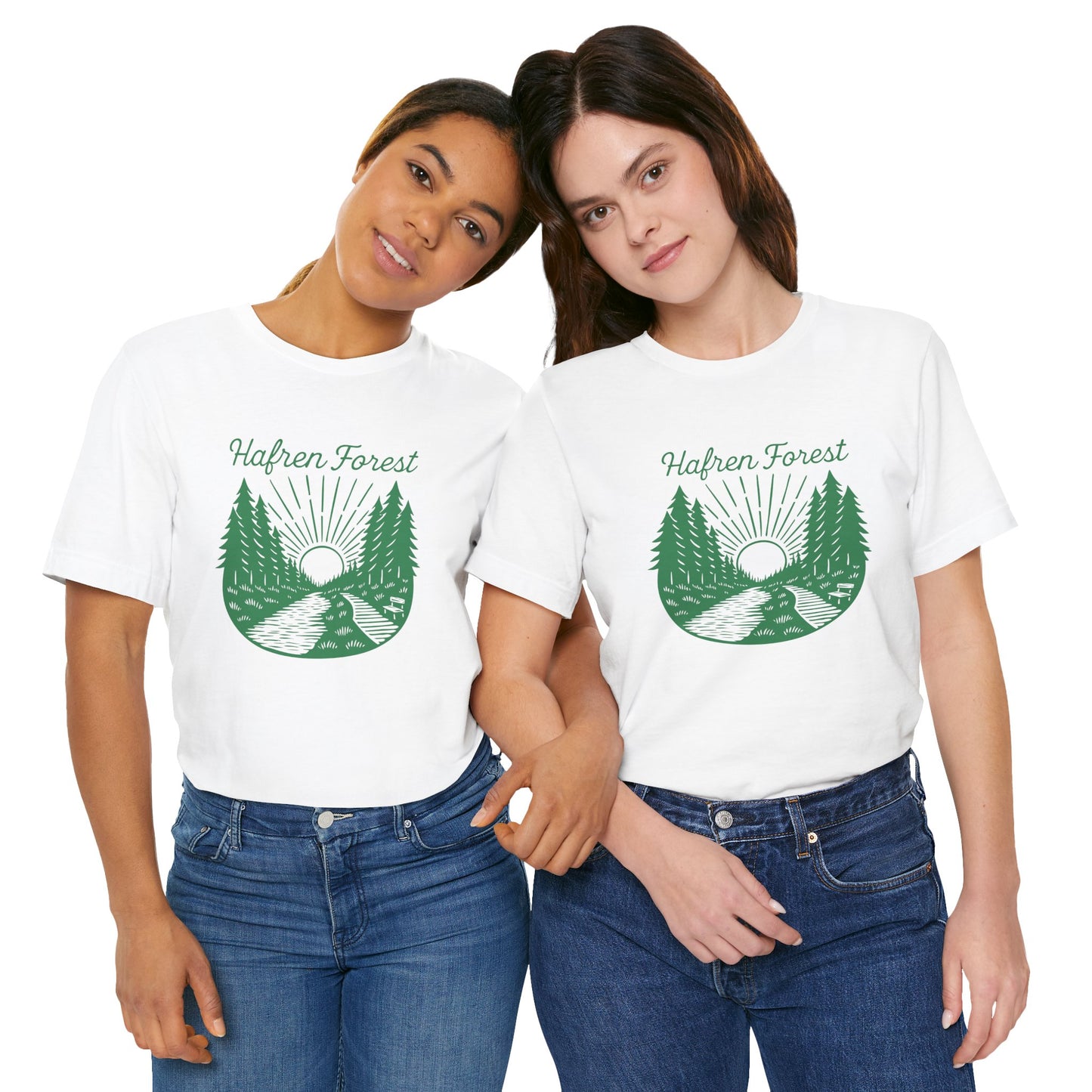 Hafren Forest T-Shirt (Unisex) — Vintage Forest Sunrise Double Sided Tee